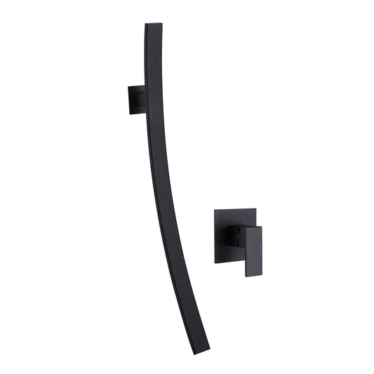 Wall Mounted Basin Mixer Tap in Matte Black Finish | Heavy-Duty Brass Made | Hot & Cold Water Tap | Amor Series