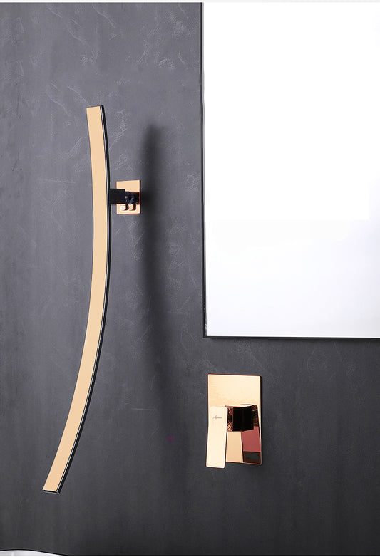 Wall Mounted Basin Mixer Tap in Rose Gold Finish | Heavy-Duty Brass Made | Hot & Cold Water Tap | Amor Series
