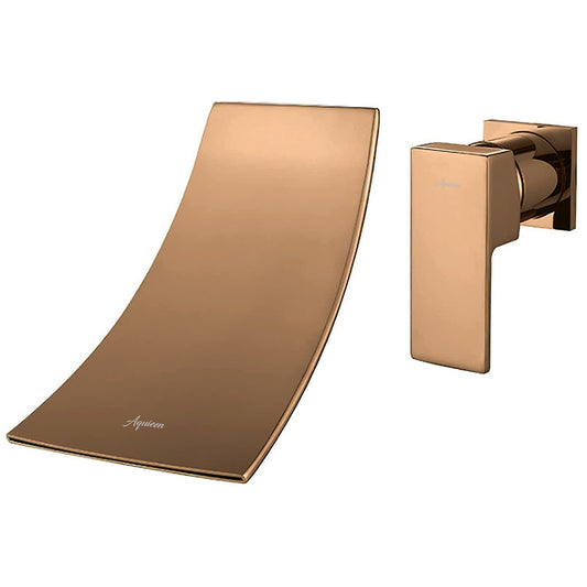 Wall Mounted Cascade Basin Mixer Tap in Brushed Rose Gold Finish | Heavy-Duty Brass Made | Hot & Cold Water Tap | Cascade Style