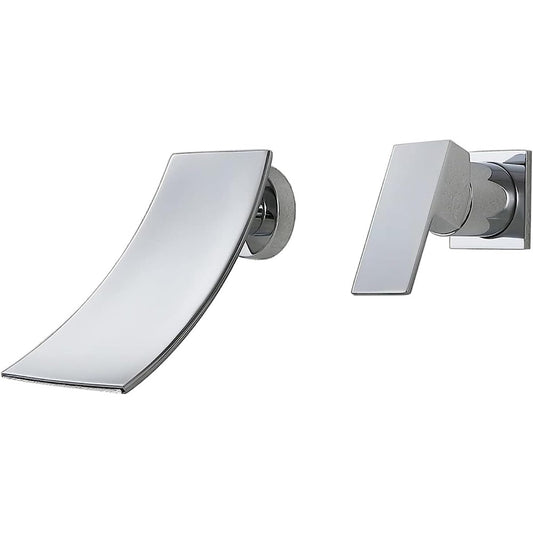 Wall Mounted Cascade Basin Mixer Tap in Chrome Finish | Heavy-Duty Brass Made | Hot & Cold Water Tap | Cascade Style