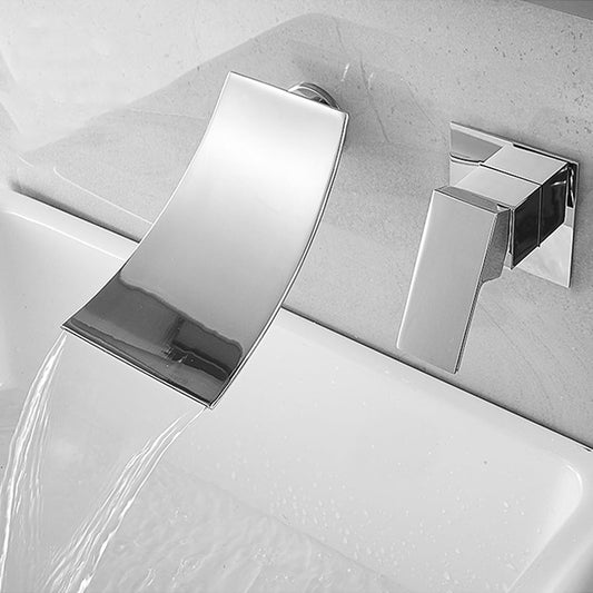 Wall Mounted Cascade Basin Mixer Tap in Chrome Finish | Heavy-Duty Brass Made | Hot & Cold Water Tap | Cascade Style