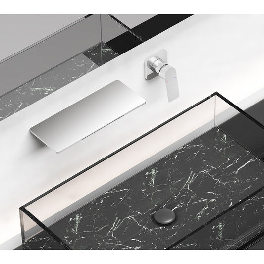 Wall Mounted Basin Mixer Tap in Chrome Finish | Heavy-Duty Brass Made | Hot & Cold Water Tap | Plato Series