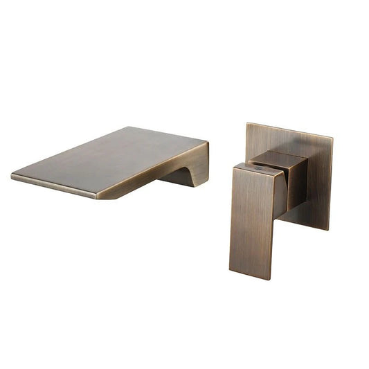 Wall Mounted Basin Mixer Tap in Antique Brass Finish | Heavy-Duty Brass Made | Hot & Cold Water Tap | Dior Series