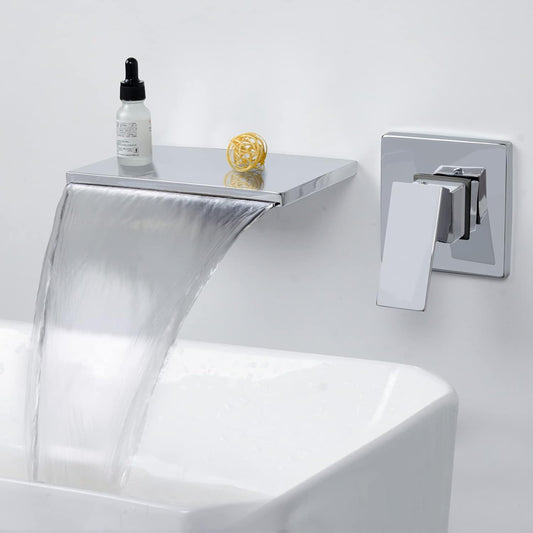 Wall Mounted Concealed Basin Mixer Tap in Chrome Finish | Heavy-Duty Brass Made | Hot & Cold Water Tap | Vogue Series