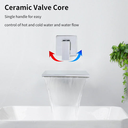 Wall Mounted Concealed Basin Mixer Tap in Chrome Finish | Heavy-Duty Brass Made | Hot & Cold Water Tap | Vogue Series