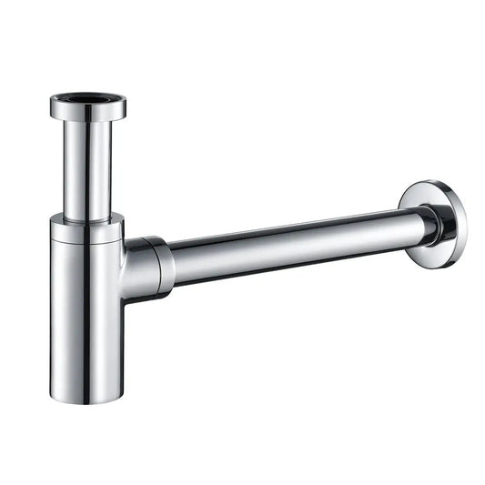 Heavy-Duty Brass Bottle Trap with 300mm Pipe & Wall Flange | Chrome Finish Wall-Mounted Drain Trap for Bathrooms & Kitchens