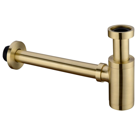 Zinc Alloy Bottle Trap with 300mm Pipe & Wall Flange | Gold Finish Electro-Coated Wall-Mounted Drain Trap for Bathrooms & Kitchens