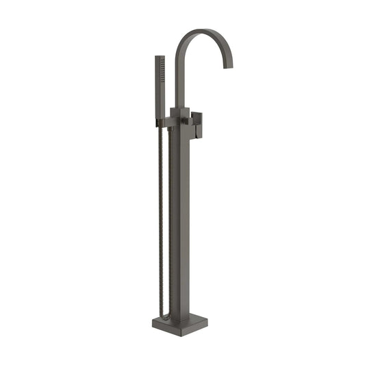 Bathtub Faucet - Floor-Mounted | Made of Brass | Powder Coated | Matte Black Finish | Hot & Cold Water Control