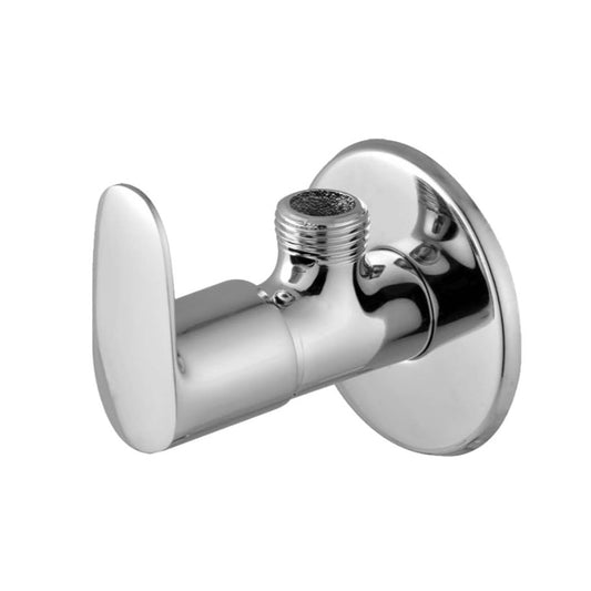 Angle Cock with Wall Flange in Chrome Finish | Heavy-Duty Brass Made | Cuff Series | Kitchen & Bathroom Use