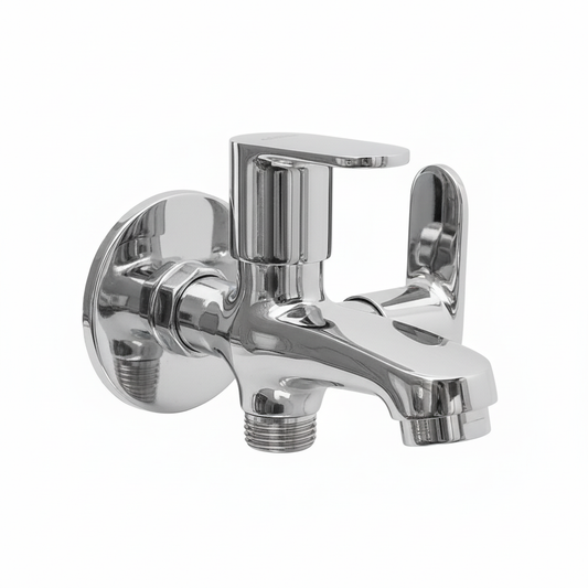 2-Way Water Tap | Made of Brass | Chrome Finish | Wall Mounted - Cuff Series
