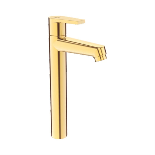 Brass 12" Extended Pillar Cock with Wall Flange | Deck-Mounted Faucet in Gold Finish with PVD Coating | Bathroom, Kitchen Tap | Entice Series