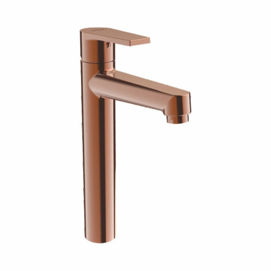 Brass 12" Extended Pillar Cock with Wall Flange | Deck-Mounted Faucet in Rose Gold Finish with PVD Coating | Bathroom, Kitchen Tap | Entice Series