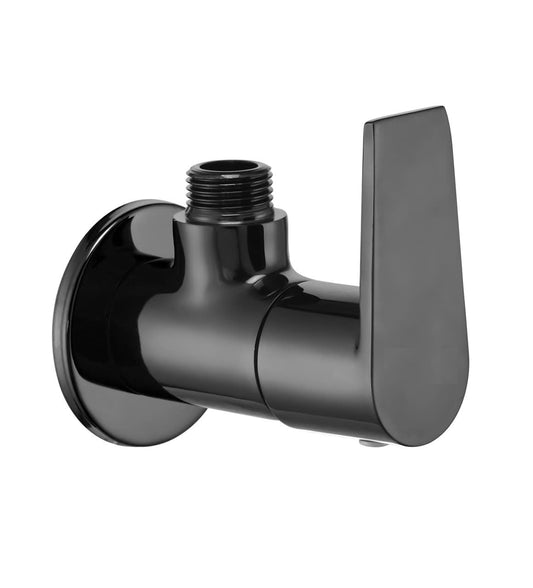 Angle Cock with Wall Flange in Matte Black Finish | Heavy-Duty Brass Made | PVD Coated | Entice Series