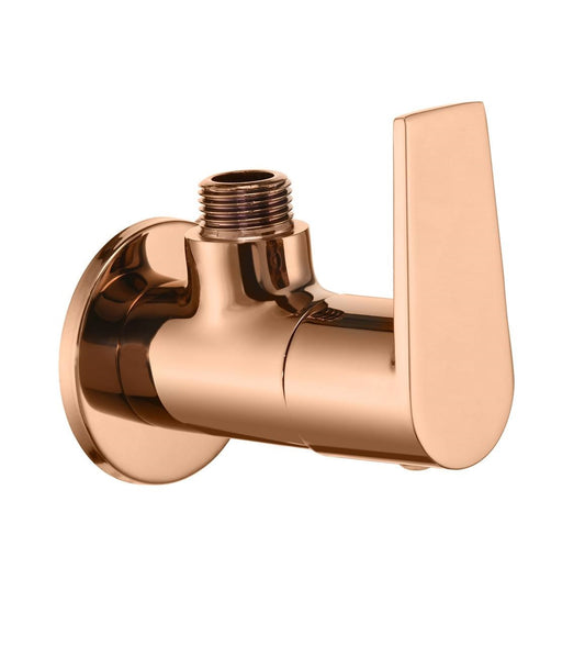 Angle Cock with Wall Flange in Rose Gold Finish | Heavy-Duty Brass Made | PVD Coated | Entice Series
