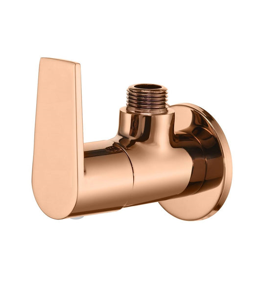Angle Cock with Wall Flange in Rose Gold Finish | Heavy-Duty Brass Made | PVD Coated | Entice Series