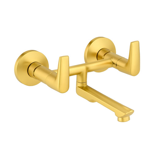 Non-Telephonic Wall Mixer Tap - PVD Gold Finish Brass with Flange & Connecting Legs - Entice Series
