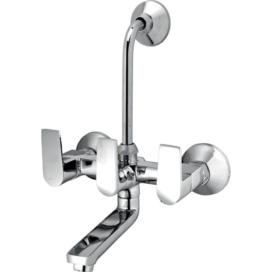 Telephonic Wall Mixer - Chrome PVD Finish Brass with L-Bend, Legs & Flange - Entice Series