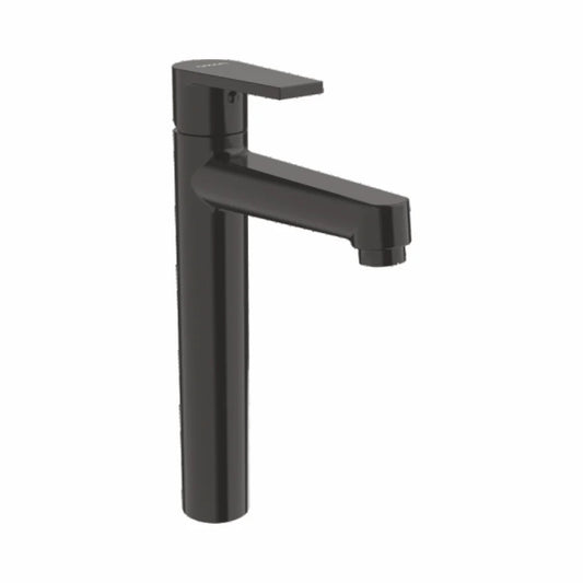 Hot & Cold Water Basin Mixer Tap 12" Extended | Heavy Duty Brass Basin Faucet | Matte Black Finish Sink Mixer Tap with PVD Coating | Deck-Mounted Single-Handle Bathroom Tap - Entice Series