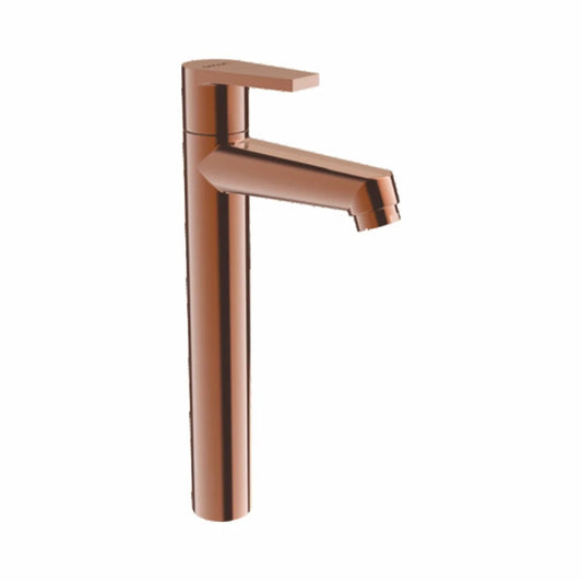 Hot & Cold Water Basin Mixer Tap 12" Extended | Heavy Duty Brass Basin Faucet | Rose Gold Finish Sink Mixer Tap with PVD Coating | Deck-Mounted Single-Handle Bathroom Tap - Entice Series