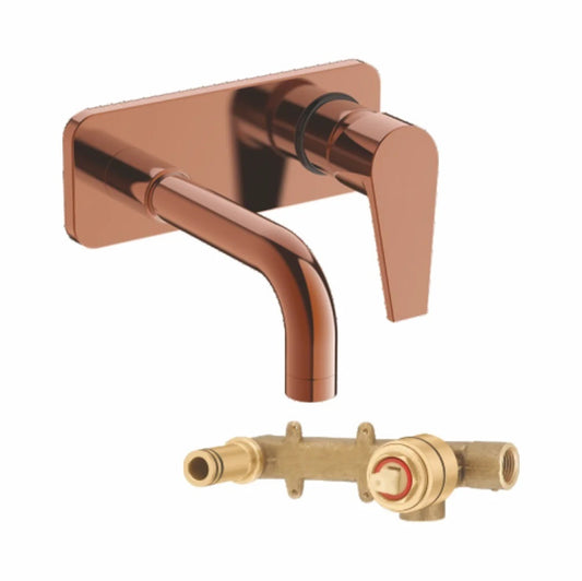 Hot & Cold Water Basin Mixer Tap | Heavy Duty Brass Basin Faucet | Rose Gold Finish Sink Mixer Tap with PVD Coating | Wall-Mounted Single-Lever Bathroom Tap | Hot & Cold Water Flow - Entice Series