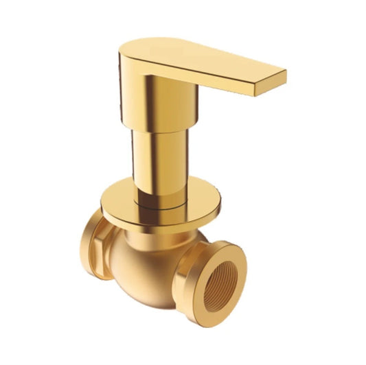 3/4" Concealed Stop Cock with Wall Flange | Heavy-Duty Brass Water Control Valve with Gold Finish & PVD Coating | Ideal for Modern Bathrooms & Kitchens - Entice Series