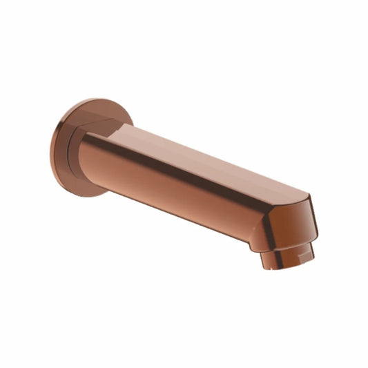 Plain Spout with Wall Flange | Rose Gold Finish Wall-Mounted Brass Water Spout with PVD Coating | Fixed Water Outlet Tap Without Flow Control for Bathtubs, Basins & Utility Areas - Entice Series