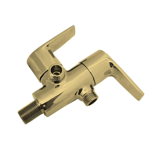 Two-Way Angle Cock with Wall Flange in Gold Finish | Heavy-Duty Brass Made | PVD Coated | Entice Series