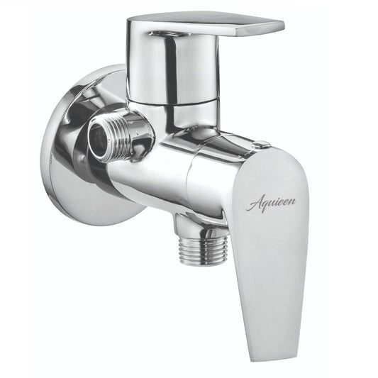 2-in-1 Angle Cock with Wall Flange in Chrome Finish | Heavy-Duty Brass Made | Entice Series | Multipurpose Valve
