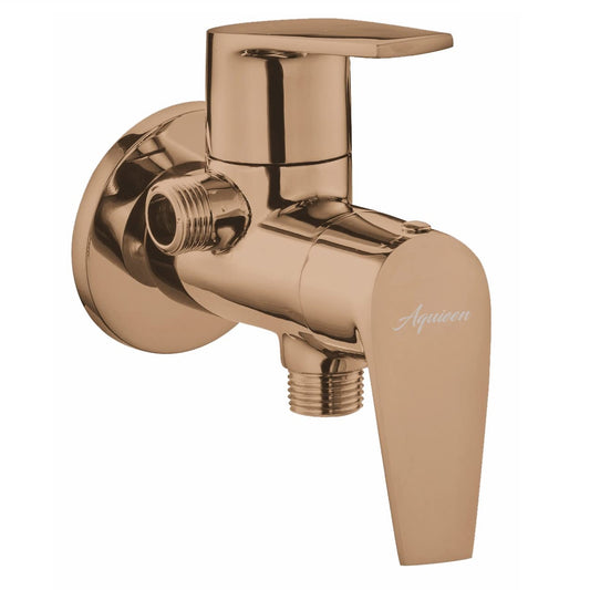 Two-Way Angle Cock with Wall Flange in Rose Gold Finish | Heavy-Duty Brass Made | PVD Coated | Entice Series
