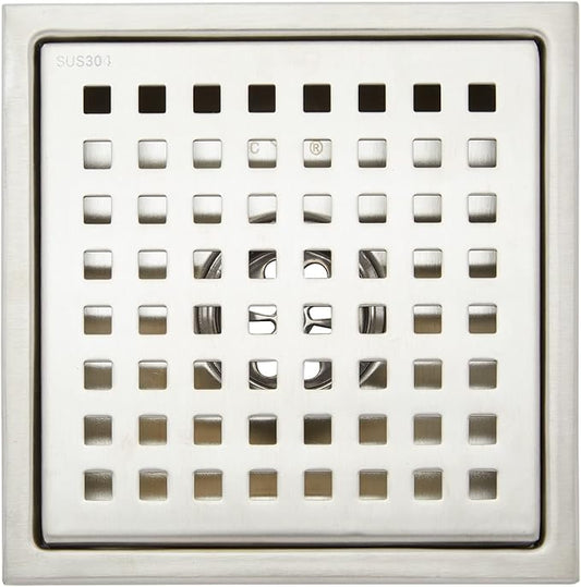 6x6 Inch Floor Grating / Drainer In Matte Finish | Arossa Design & Heavy-Duty SS304 Drainer | Anti-Clog & Rust-Resistant Drain Cover for Bathroom & Kitchen