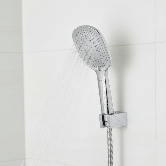 Aquieen Hand Shower, Flexible Tube & Wall Holder Set | ABS | White & Chrome
