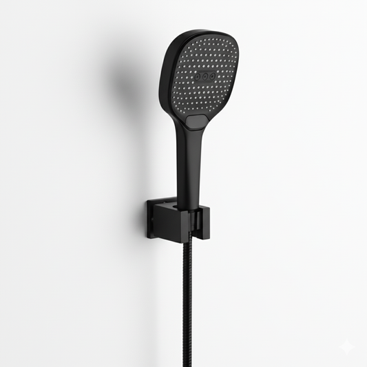 Aquieen Hand Shower, Flexible Tube & Wall Holder Set | ABS | Matte Black