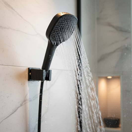 Aquieen Hand Shower, Flexible Tube & Wall Holder Set | ABS | Matte Black