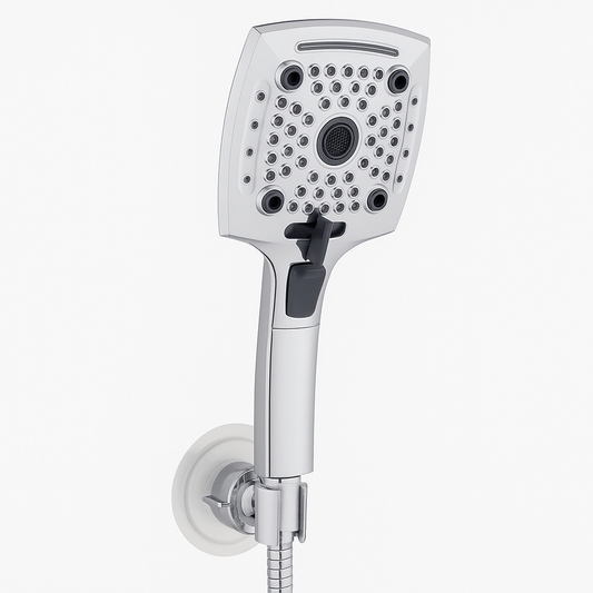 5-Function Hand Shower, Chrome Finish, ABS Body, Wall-Mounted for Bathroom Use - Rubbic Series