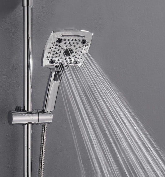 5-Function Hand Shower, Chrome Finish, ABS Body, Wall-Mounted for Bathroom Use - Rubbic Series