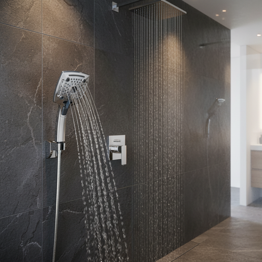 Aquieen Hand Shower, Flexible Tube & Wall Holder Set | ABS | Chrome