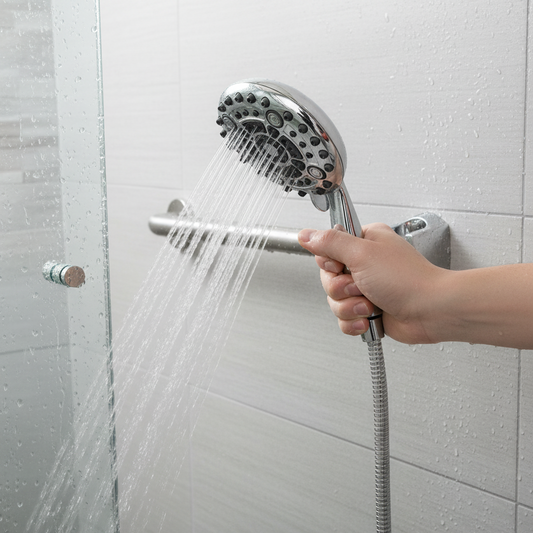 Aquieen Hand Shower, Flexible Tube & Wall Holder Set | ABS | Chrome