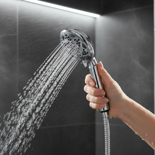 Aquieen Hand Shower, Flexible Tube & Wall Holder Set | ABS | Chrome