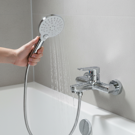 Aquieen Hand Shower, Flexible Tube & Wall Holder Set | ABS | Chrome