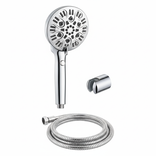 Aquieen Hand Shower, Flexible Tube & Wall Holder Set | ABS | Chrome