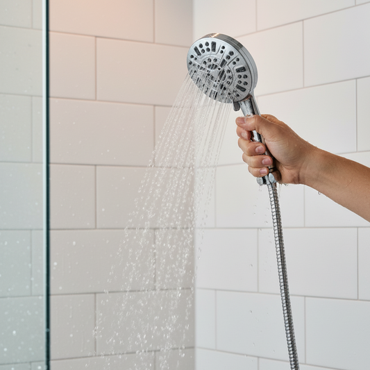 Aquieen Hand Shower, Flexible Tube & Wall Holder Set | ABS | Chrome