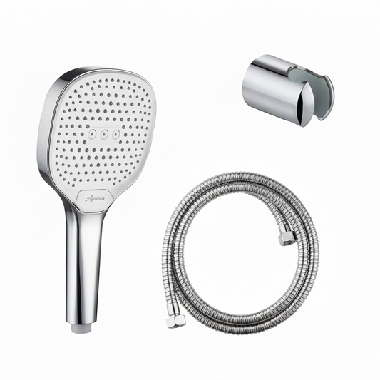 Aquieen Hand Shower, Flexible Tube & Wall Holder Set | ABS | Chrome