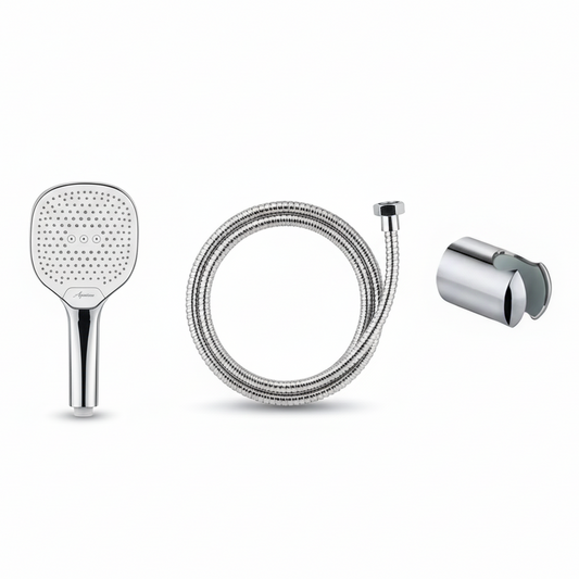 Aquieen Hand Shower, Flexible Tube & Wall Holder Set | ABS | Chrome