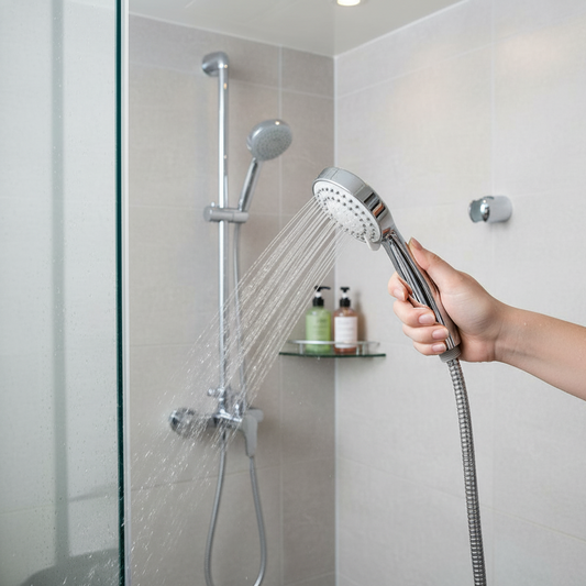 Aquieen Hand Shower, Flexible Tube & Wall Holder Set | ABS | Chrome
