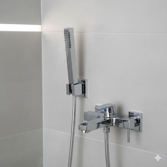 Aquieen Hand Shower, Flexible Tube & Wall Holder Set | ABS | Chrome