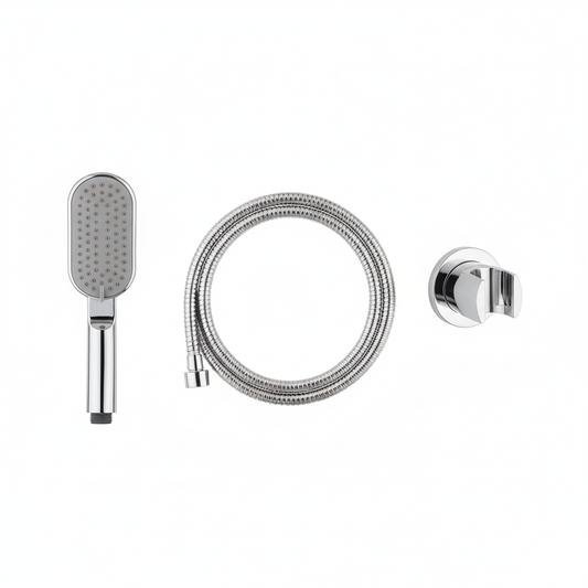 Aquieen Hand Shower, Flexible Tube & Wall Holder Set | ABS | Chrome