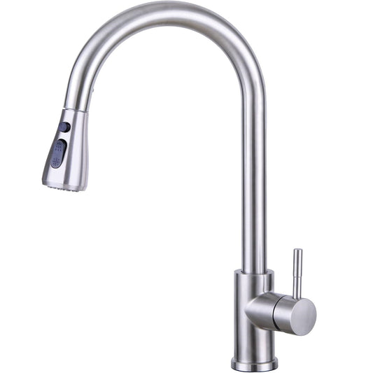 SS304 Kitchen Sink Mixer Faucet - Deck Mounted, Pull-Out Tap with Flexible Hose, Hot & Cold Waterflow, Chrome Finish