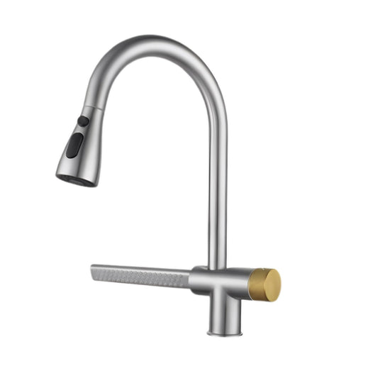 SS304 Kitchen Sink Mixer Faucet - Deck Mounted, Waterfall Tap with Pull-Out Hose, Hot & Cold Control, Vista Series, Chrome Finish