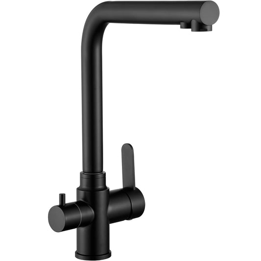 SS304 Kitchen Sink Mixer Faucet - Deck Mounted, Triple Inlet Tap with RO, Hot & Cold Control, Signature Series, Matte Black Finish
