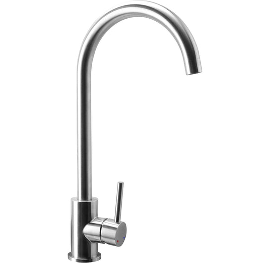 SS304 Kitchen Sink Mixer Faucet - Deck Mounted Tap, Hot & Cold Water Control, Fluid Series, Chrome Finish
